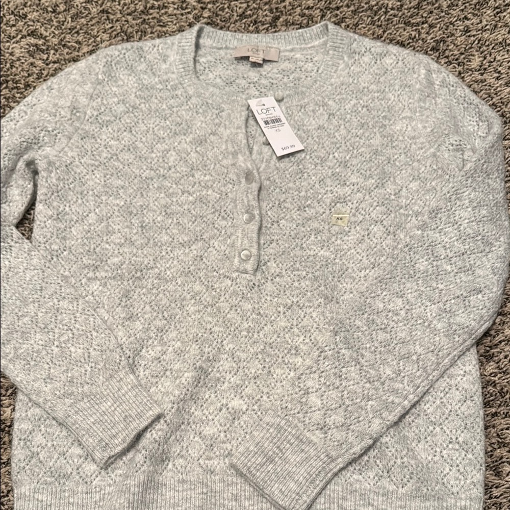LOFT Gray Crew Neck Sweater